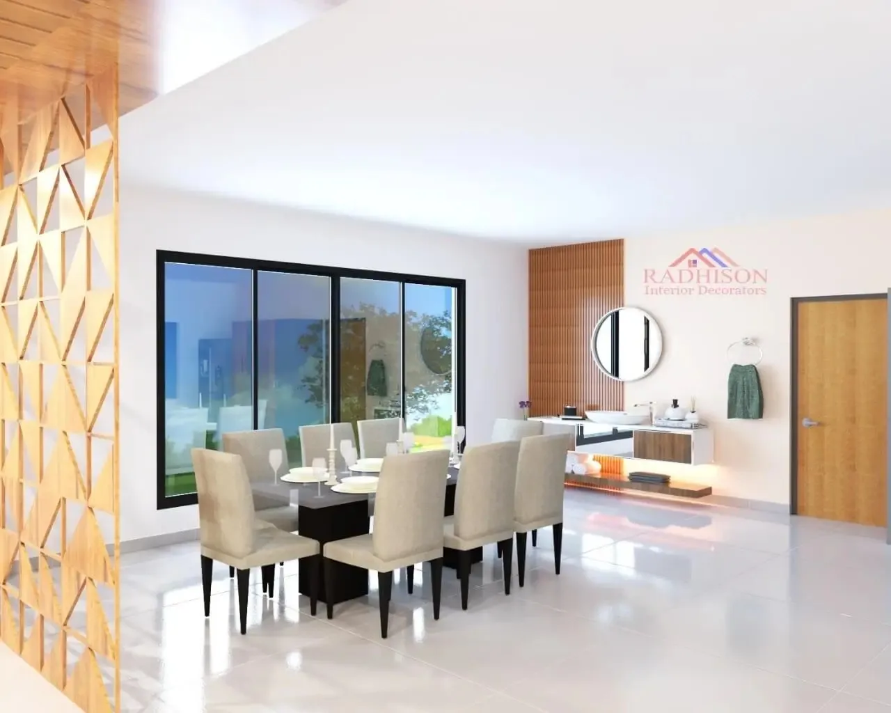 Vibrant Yellow & Grey Modular Kitchen with Island Breakfast Counter Modern Dining Room Designs Desk and Decor 