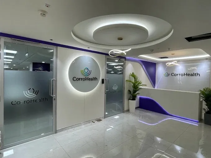 Large Corporate Open Office with Purple-Accent Workstations Corporate Office Layouts Desk and Decor 
