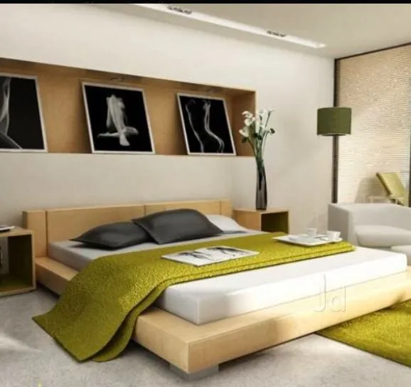 Minimalist Bedroom with Recessed Art Niche & Platform Bed with Modern Bedroom at Deskanddecor