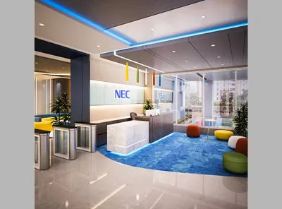 Modern Office Reception Area with Modern Office Designs at Deskanddecor