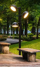 Modern Multi-Head Outdoor Garden Street Light with Garden Lights at Deskanddecor