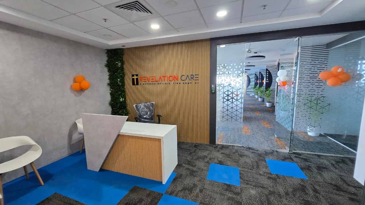 Modern Geometric Reception Desk with Fluted Timber Feature Wall and Contemporary Branding with Reception Desks at Deskanddecor