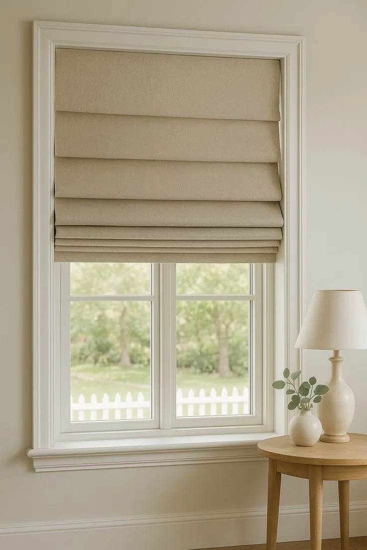 Roman Blinds with Curtains & Drapes Desk and Decor