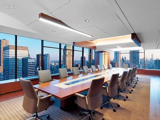 High-Rise Corporate Boardroom with Corporate Office Layouts at Deskanddecor