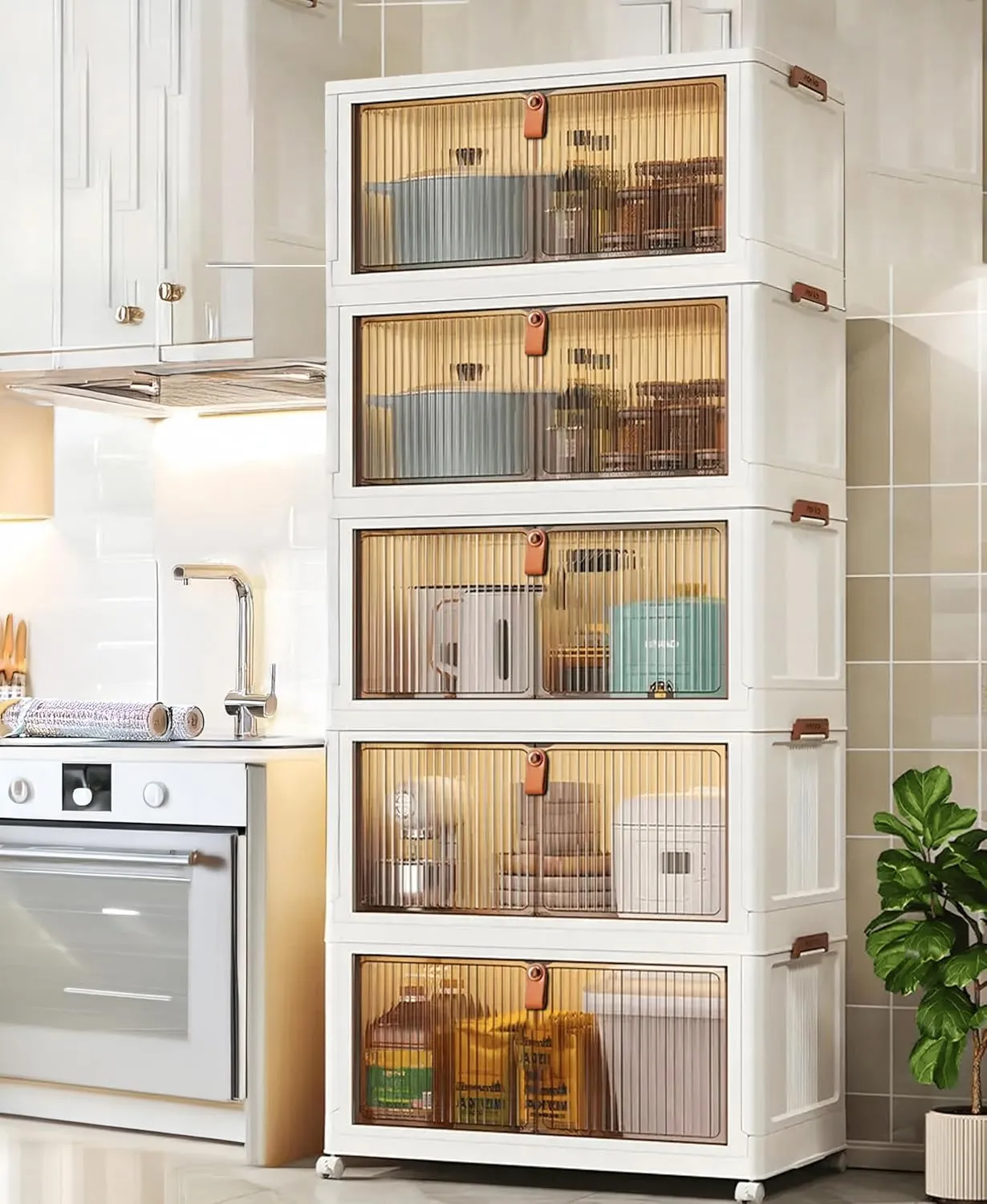 5 Tier Stackable Kitchen Storage with Drawer Units at Deskanddecor