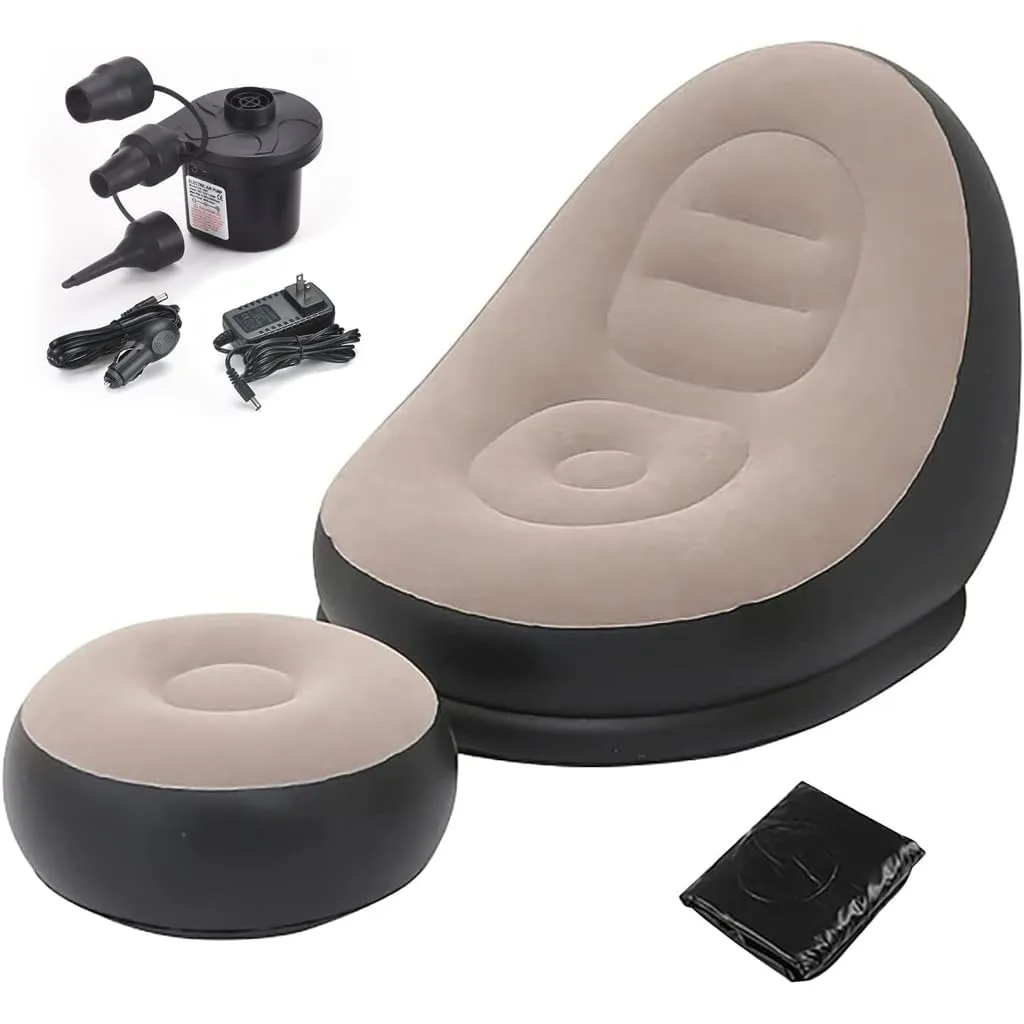 Inflatable Lounge Chair for Adults with Ottoman with Lounge Chairs at Deskanddecor