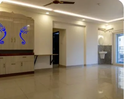 Empty Living Hall with Storage Unit & Wash Basin with Modern Living Room Designs at Deskanddecor