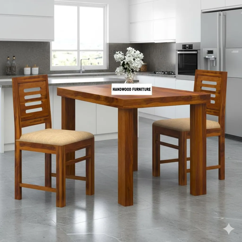 Premium Sheesham Wood Dining Table(45x30) with 2 Chairs with 2 Seater Dining Tables at Deskanddecor