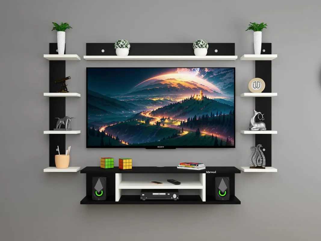 Engineered Wood Entertainment TV Unit Set Wall Mounted TV Unit with Wall Mounted TV Units Desk and Decor