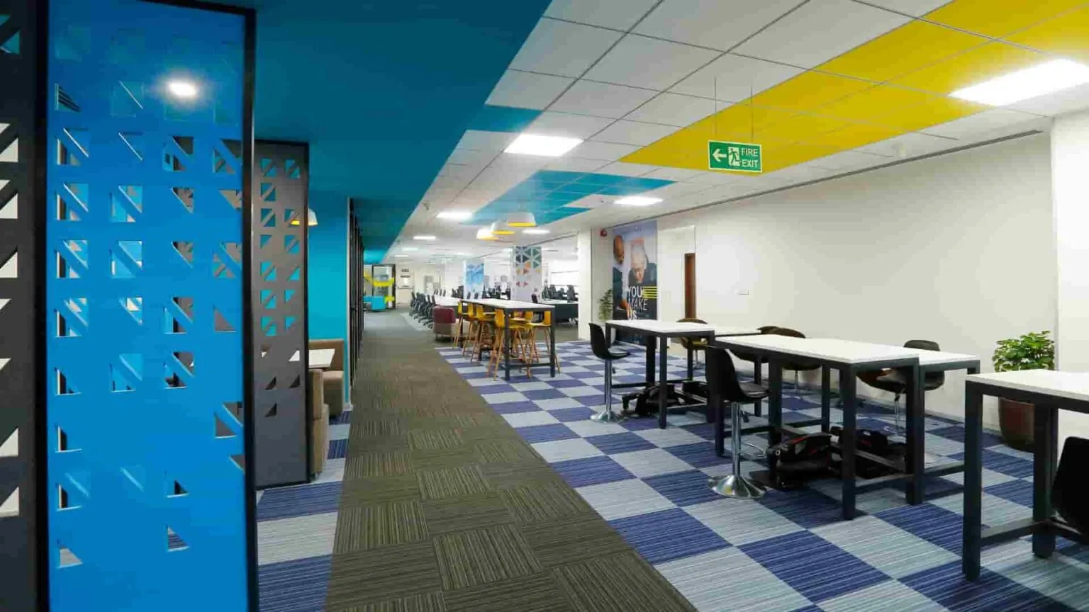 Modern Corporate Collaborative Office Corridor with Modern Office Designs at Deskanddecor