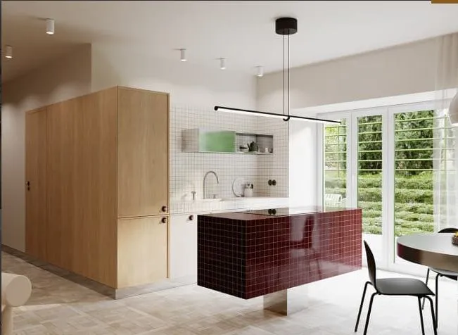 Modern Open-Plan Modular Kitchen with Island with Open Kitchen at Deskanddecor