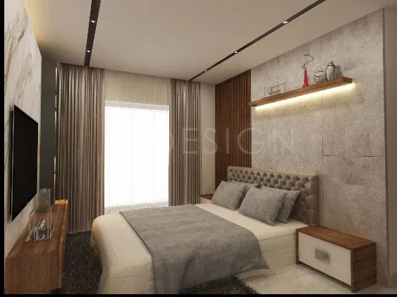 Master Bedroom Set with Tufted Upholstered Bed & Floating Nightstands with Modern Bedroom at Deskanddecor