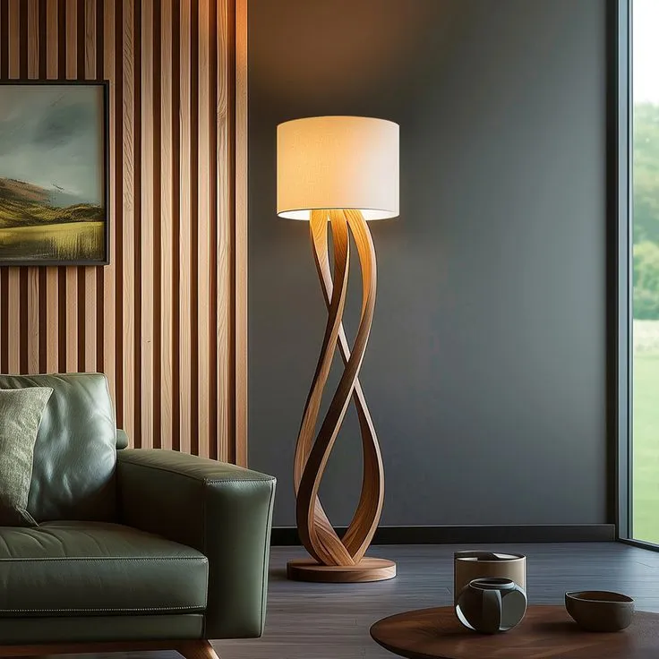 TwistAura Wooden Floor Lamp with Floor Lamps at Deskanddecor