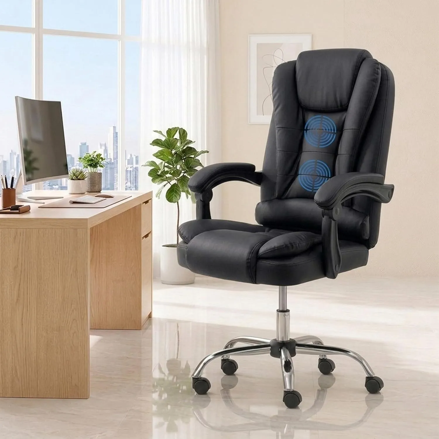Italia Premium Leatherette Office Chair for Work with Executive Chairs at Deskanddecor