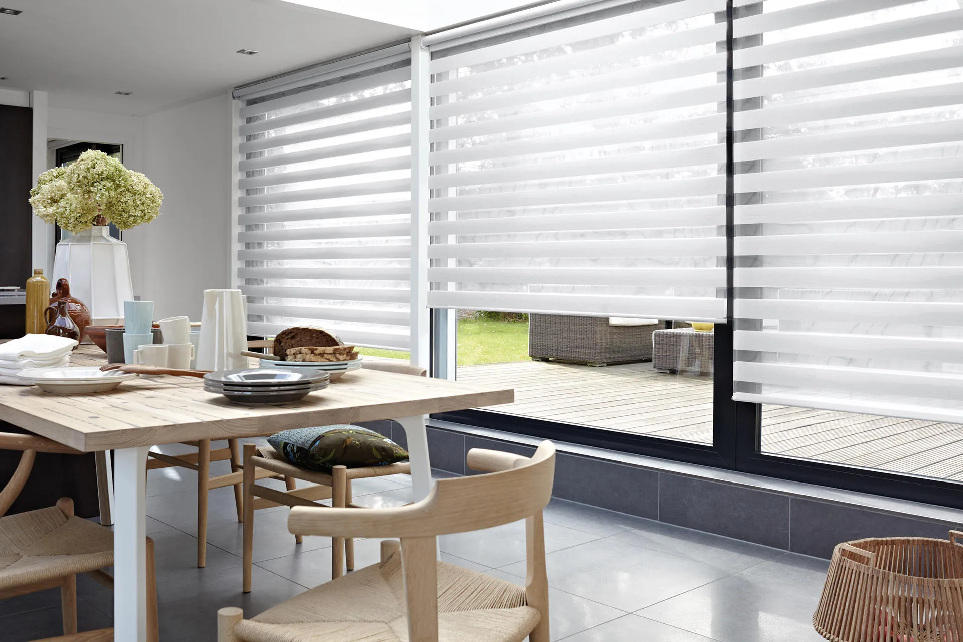 White Translucent Zebra Blinds with Curtains & Drapes Desk and Decor