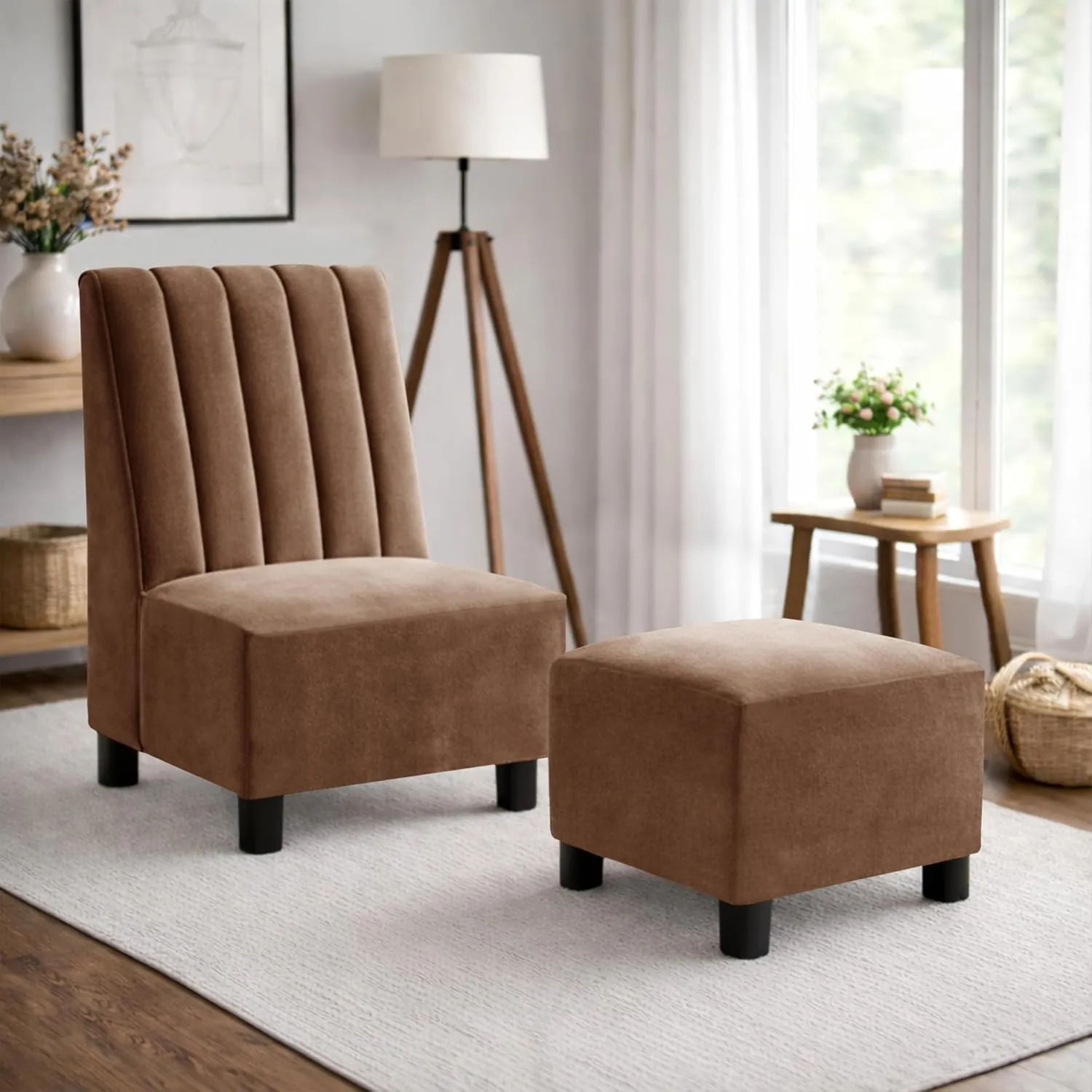 One Seater Sofa with Ottoman Combo One Seater Sofa Set with Matching Footrest for Living Room with 1 Seater Sofas Desk and Decor