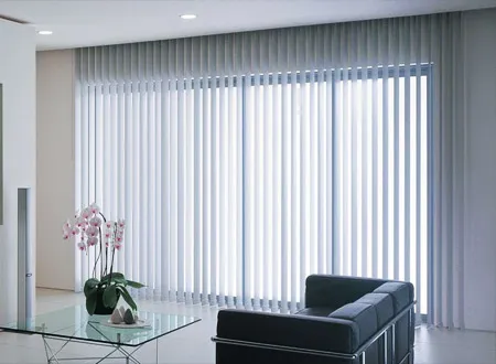Modern Vertical Blinds with Curtains & Drapes at Deskanddecor